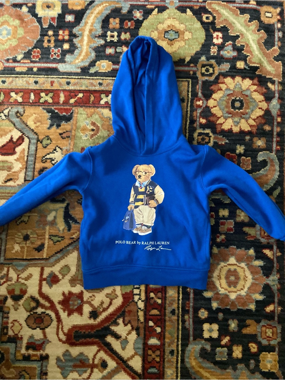 3T Ralph Lauren Kids Royal Blue Polo Bear Hooded Sweatshirt